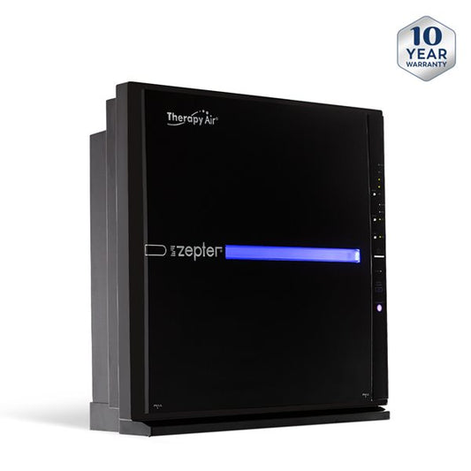 Zepter Therapy Air® ION - oczyszczacz powietrza z genratorem jonów ujemnych - system 5 filtrów w tym HEPA 13, czarna obudowa, sterowany pilotem