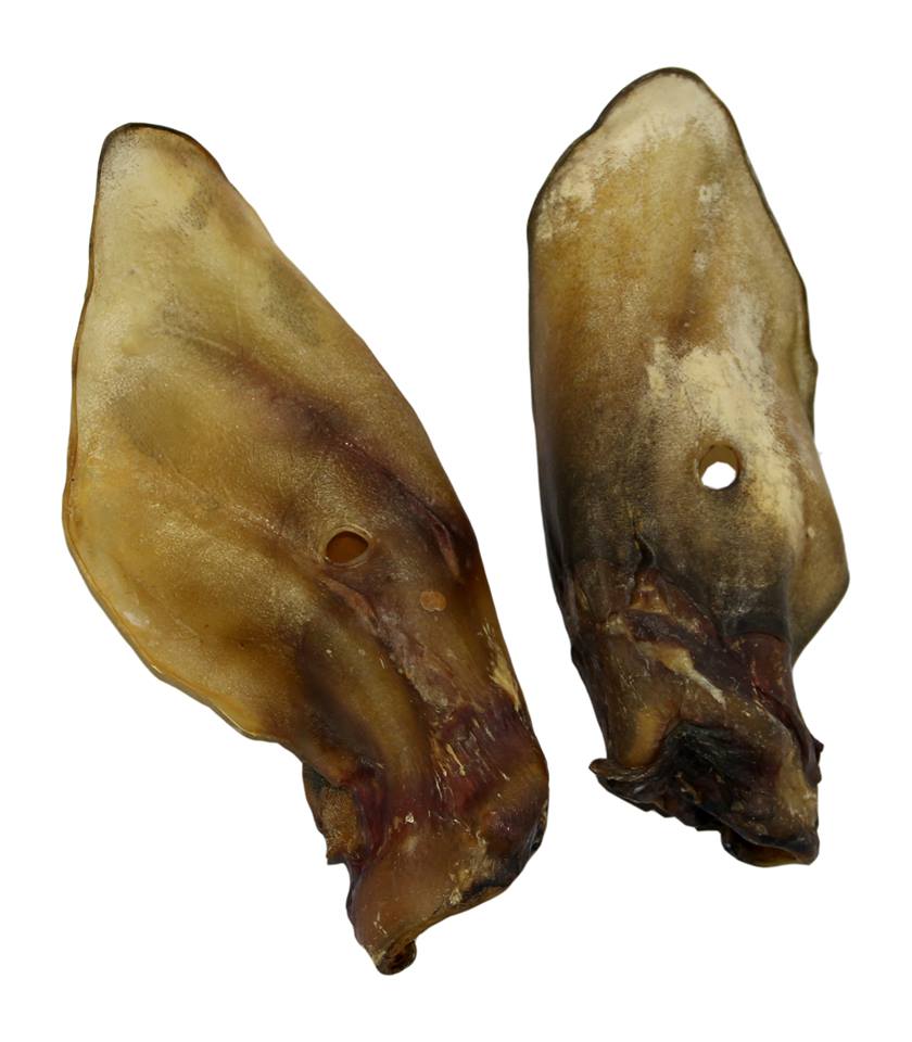 Naturalny, twardy gryzak dla psa z wołowymi uszami w zestawie 10 sztuk z chrząstką lub futrem