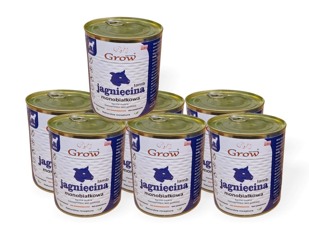 GROW Jagnięcina karma mokra 830g 6+1