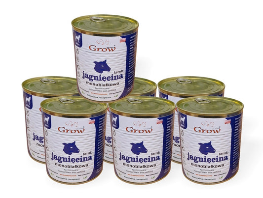 GROW Jagnięcina karma mokra 830g 6+1