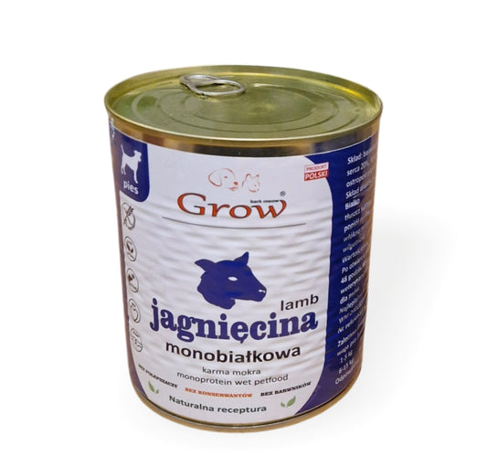 GROW Jagnięcina karma mokra 830g