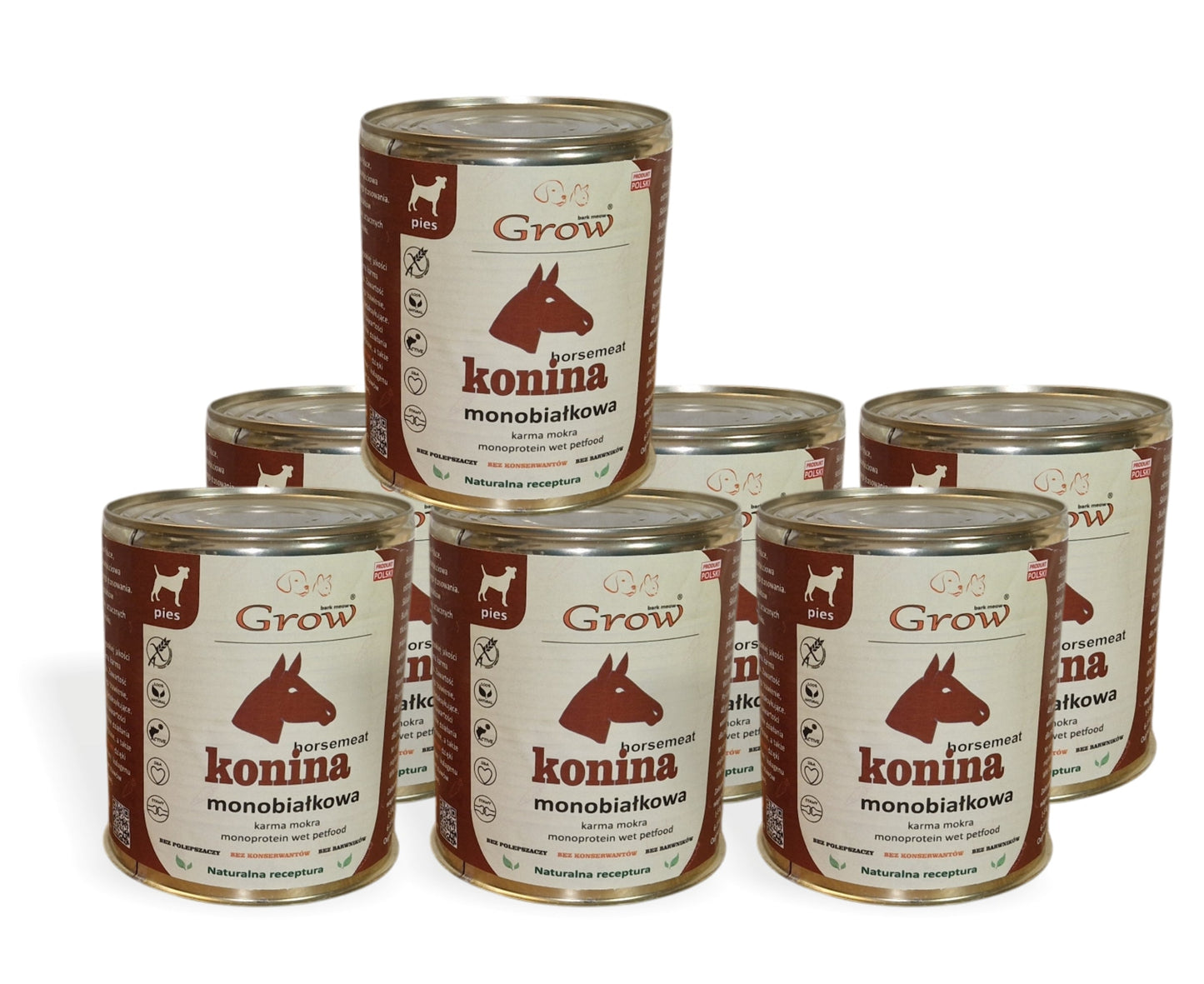 Mokra karma dla dorosłych psów z koniną, bezzbożowa, w dużych puszkach