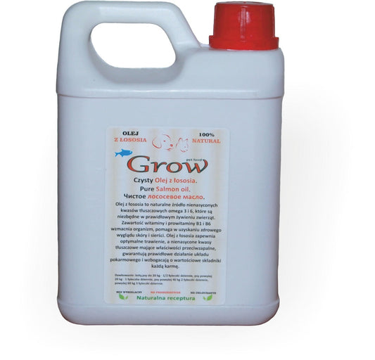 Czysty, tłoczony na zimno olej z łososia w butelce 500 ml, naturalne źródło kwasów omega-3