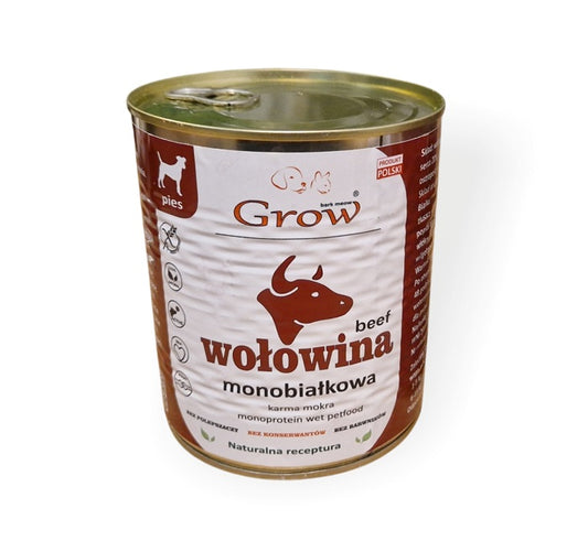 GROW Wołowina karma mokra 830g
