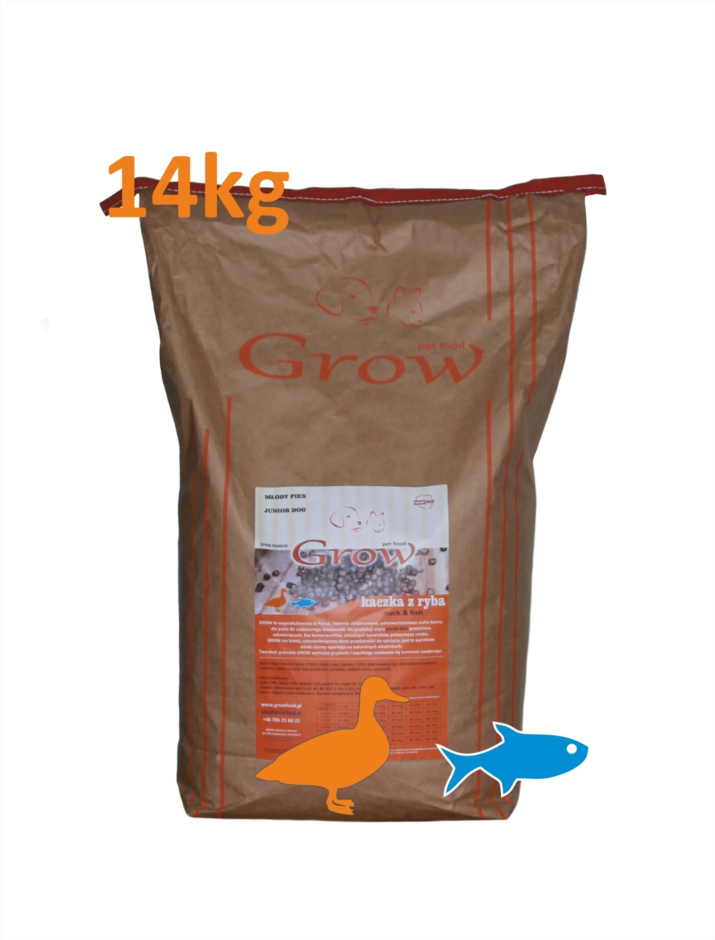 Grow Kaczka z Rybą Junior S/M 14kg
